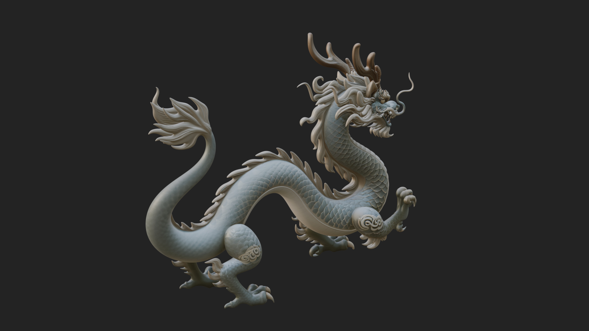 Chinese Dragon Statue Design 5 3D Print Model 3D Model