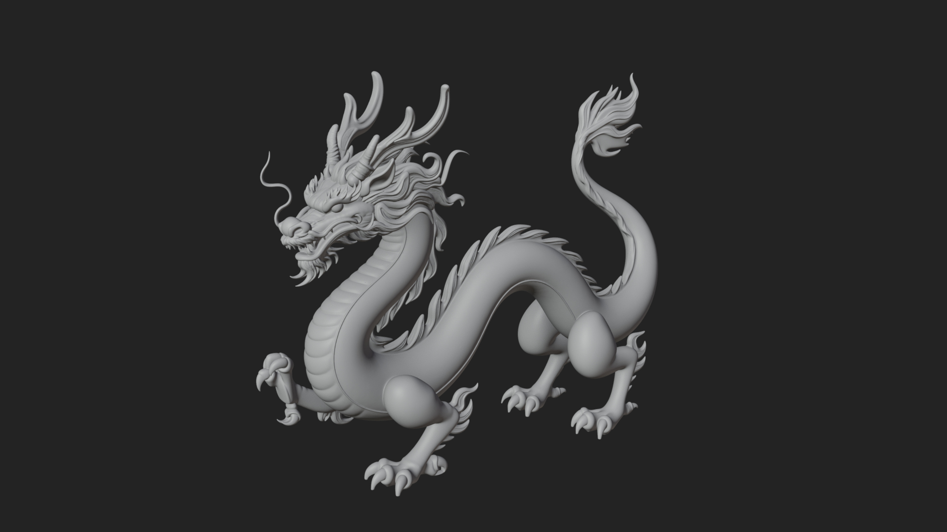 Chinese Dragon Statue Design 5 3D Print Model 3D Model