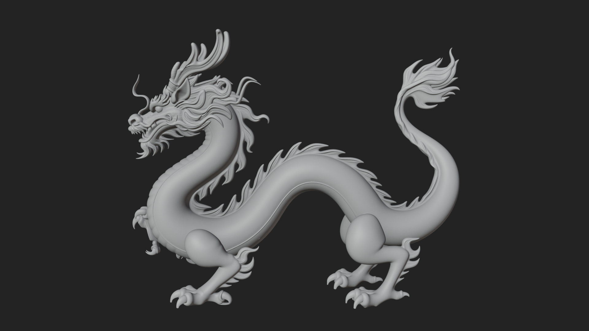 Chinese Dragon Statue Design 5 3D Print Model 3D Model