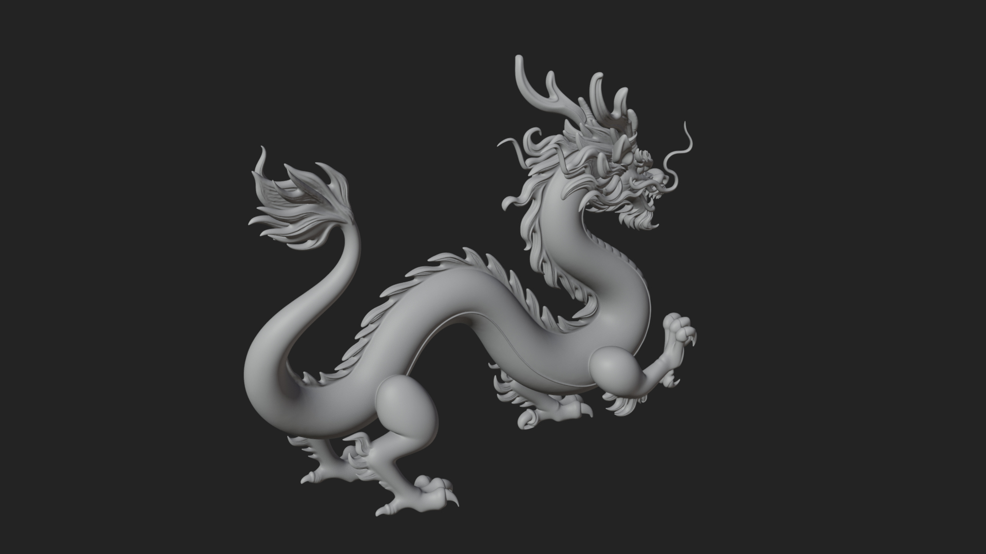 Chinese Dragon Statue Design 5 3D Print Model 3D Model