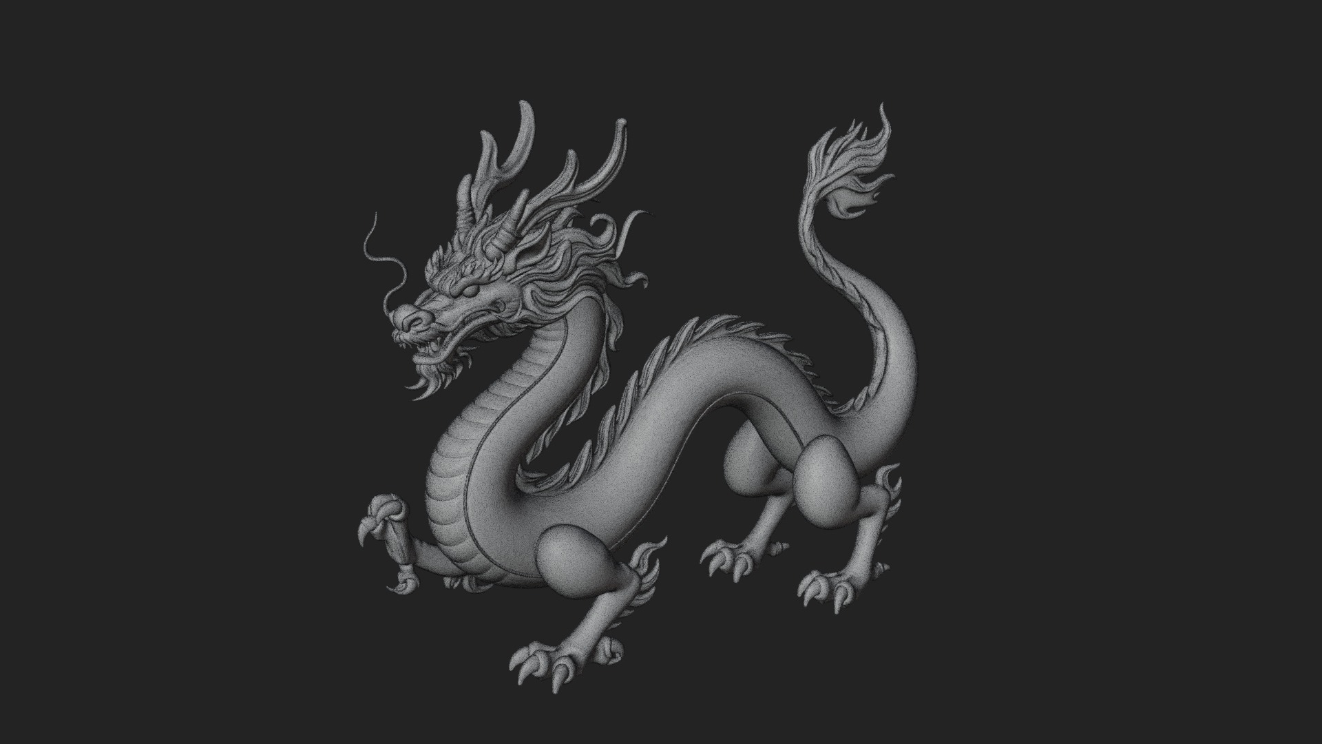 Chinese Dragon Statue Design 5 3D Print Model 3D Model