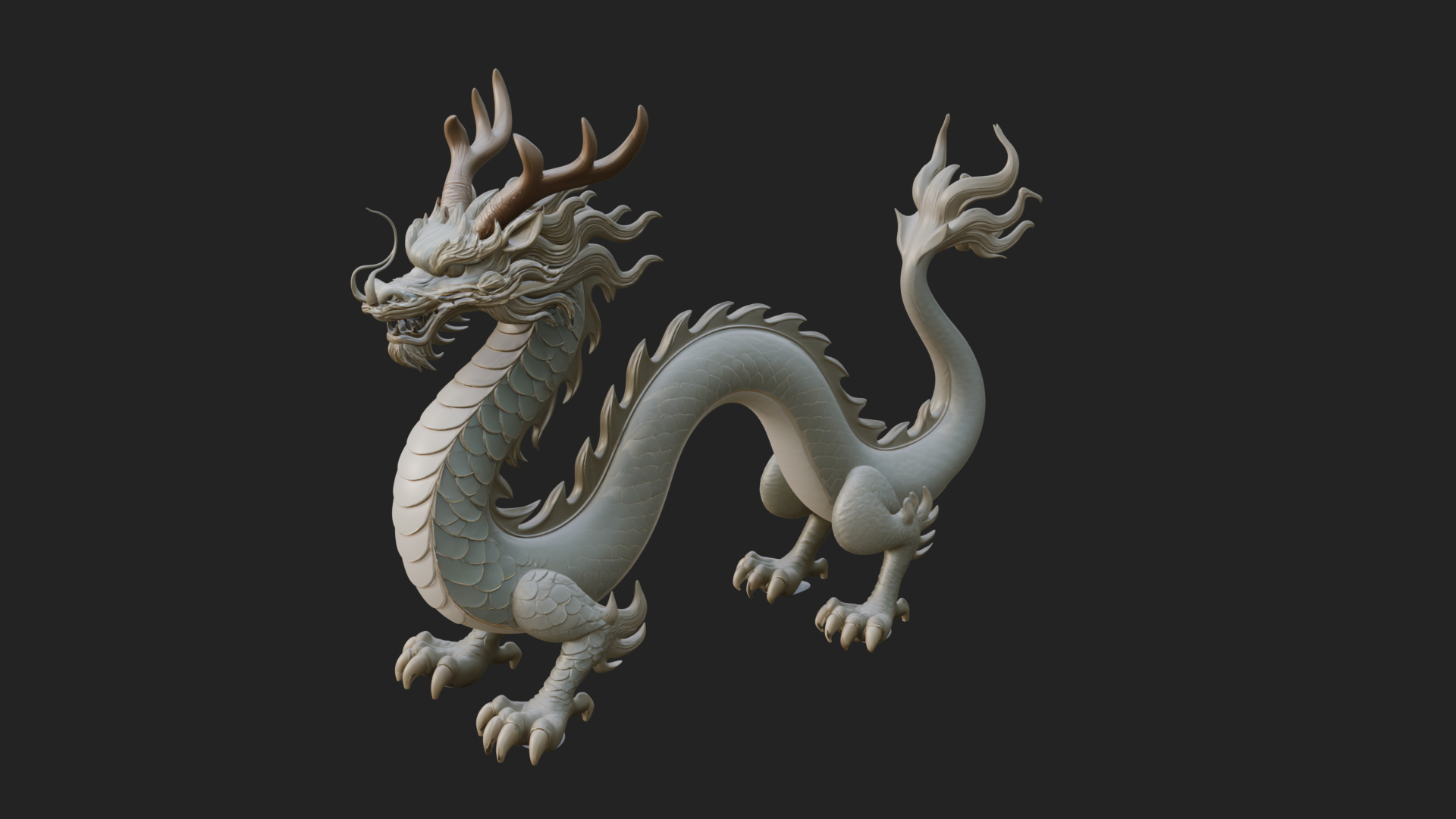 Chinese Dragon Statue Design 7 3D Print Model 3D Model
