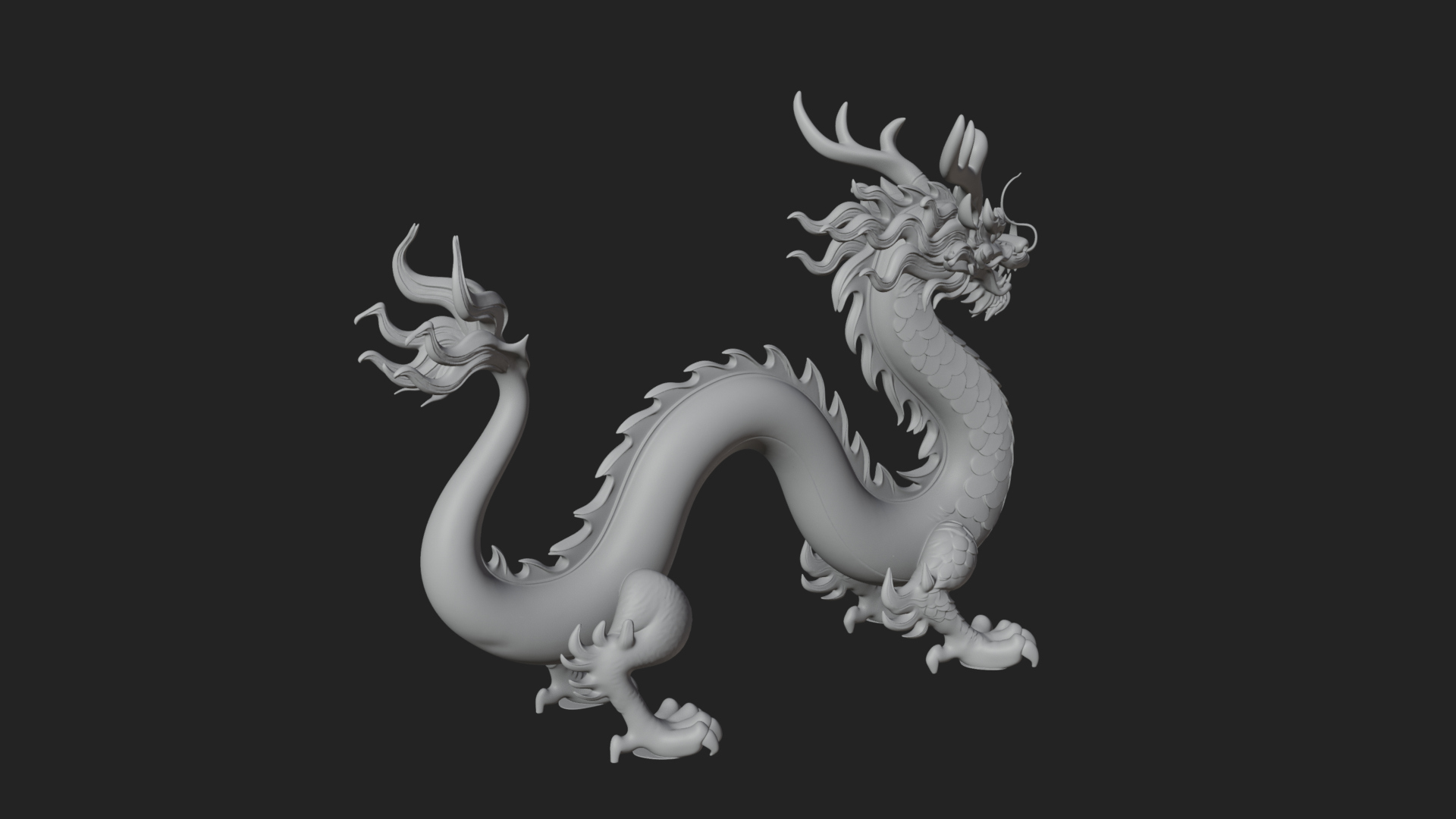 Chinese Dragon Statue Design 7 3D Print Model 3D Model