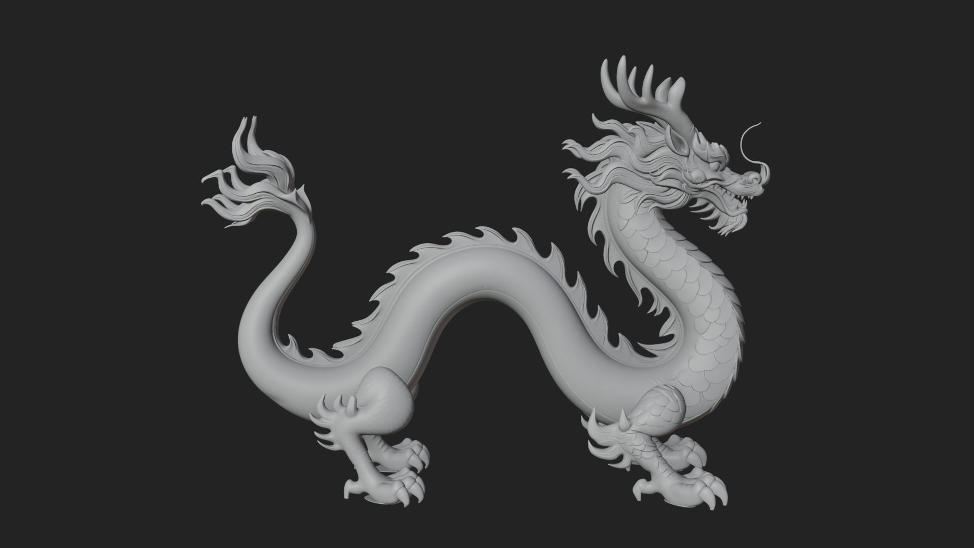 Chinese Dragon Statue Design 7 3D Print Model 3D Model