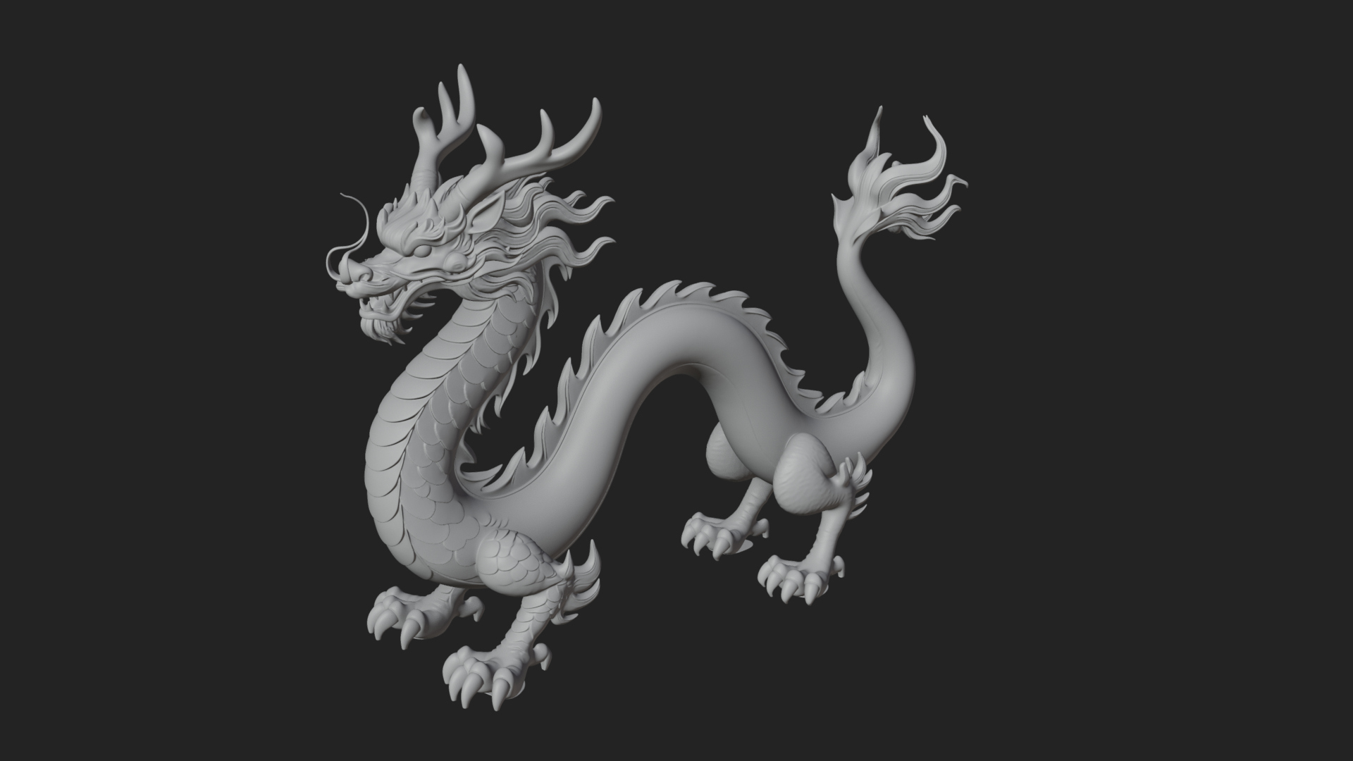 Chinese Dragon Statue Design 7 3D Print Model 3D Model