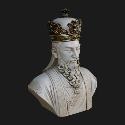 Chinese Emperor Bust Statue Design 1 3D Print Model