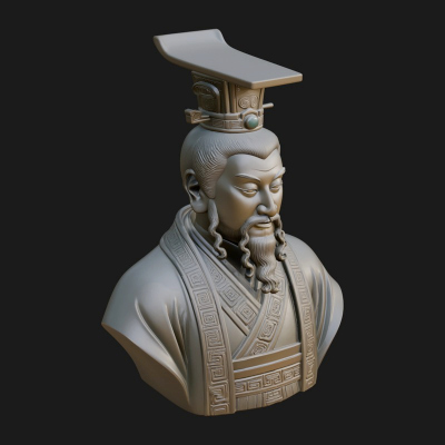Chinese Emperor Bust Statue Design 2 3D Print Model