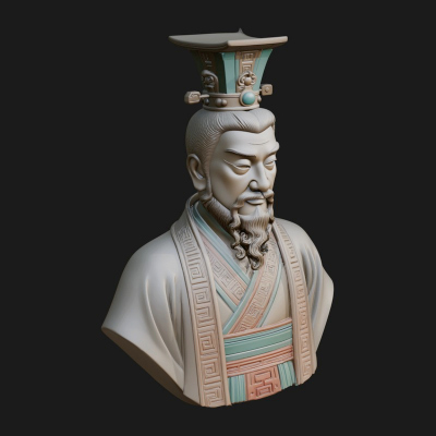 Chinese Emperor Bust Statue Design 3 3D Print Model