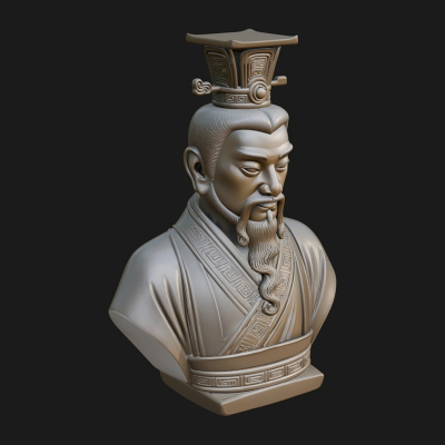 Chinese Emperor Bust Statue Design 4 3D Print Model