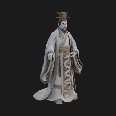 Chinese Emperor Statue Design 4 3D Print Model