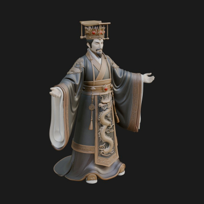Chinese Emperor Statue Design 5 3D Print Model