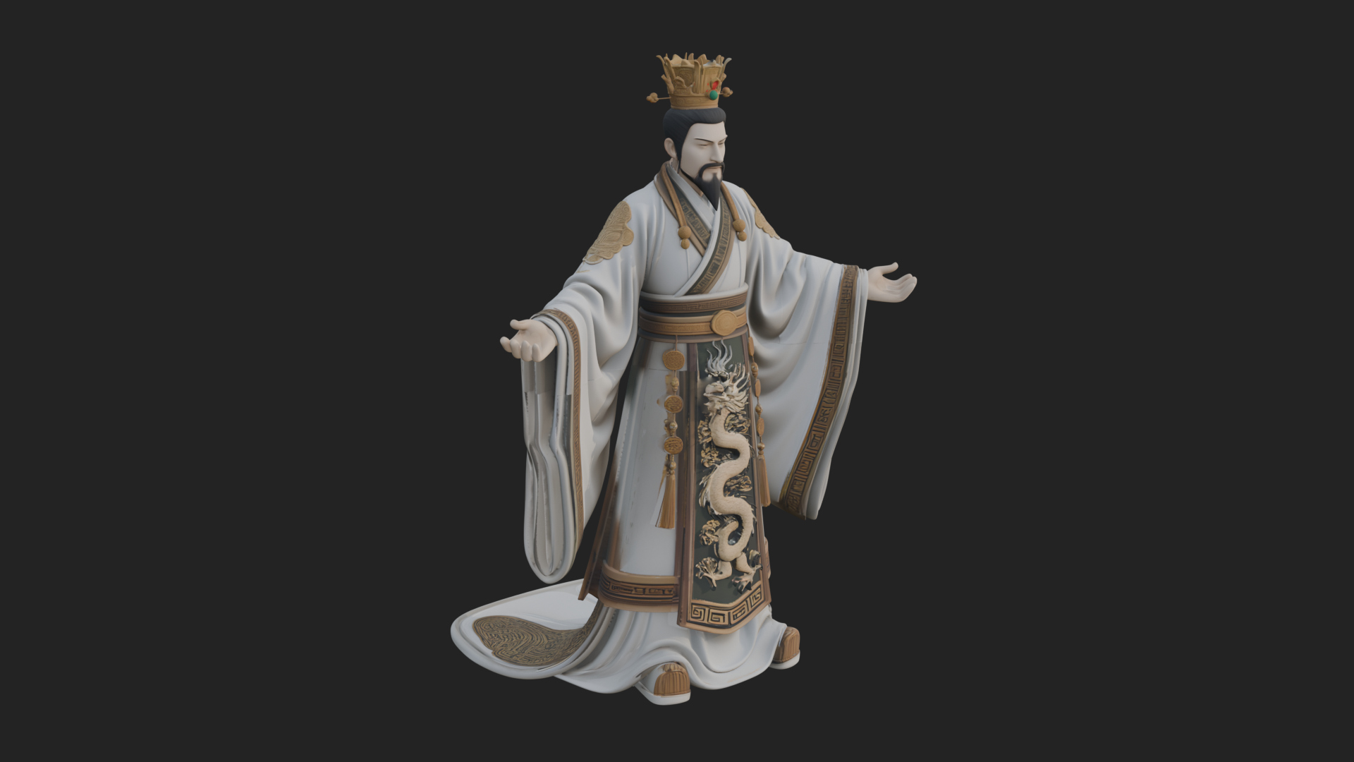 Chinese Emperor Statue Design 6 3D Print Model 3D Model