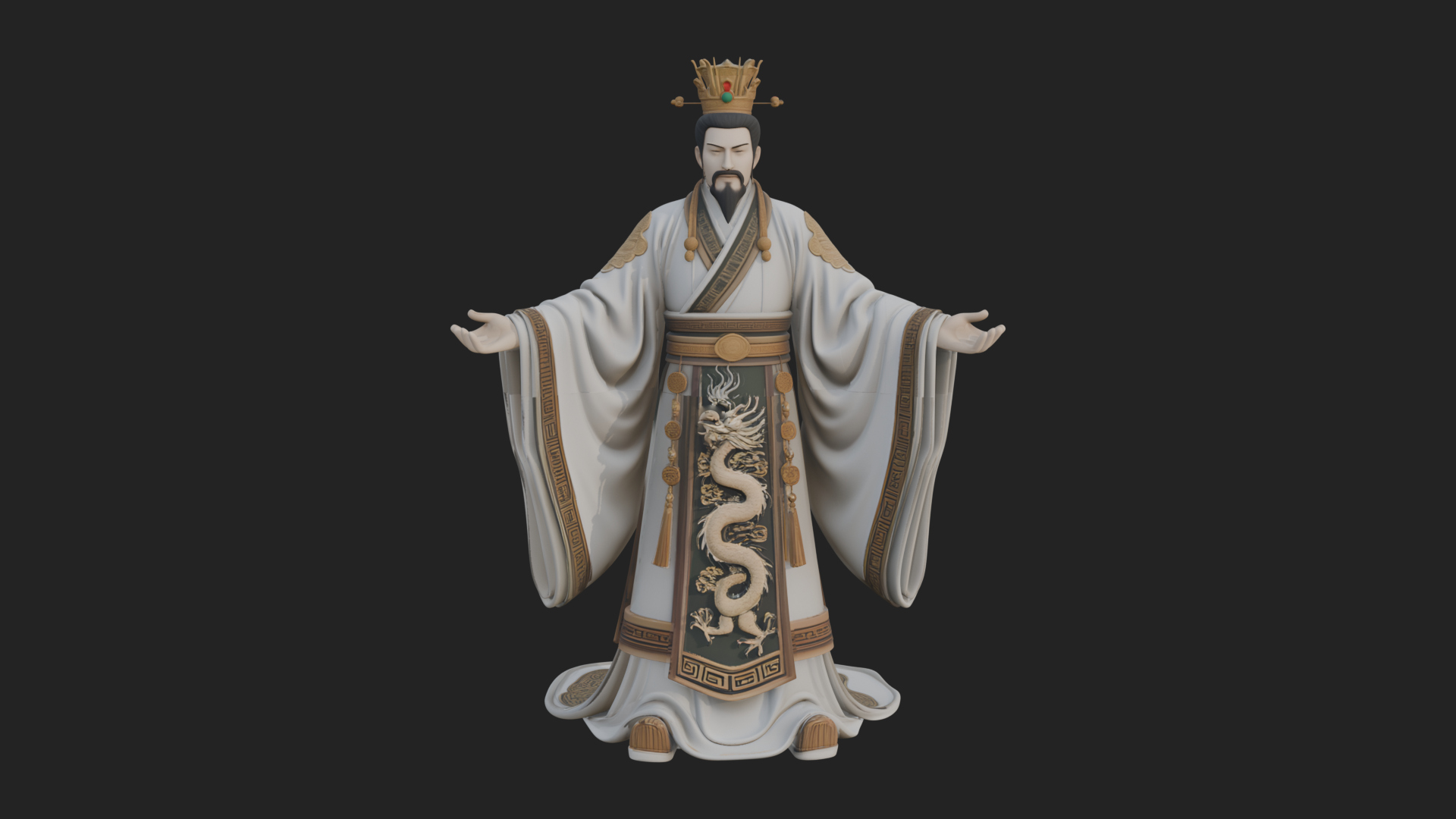Chinese Emperor Statue Design 6 3D Print Model 3D Model