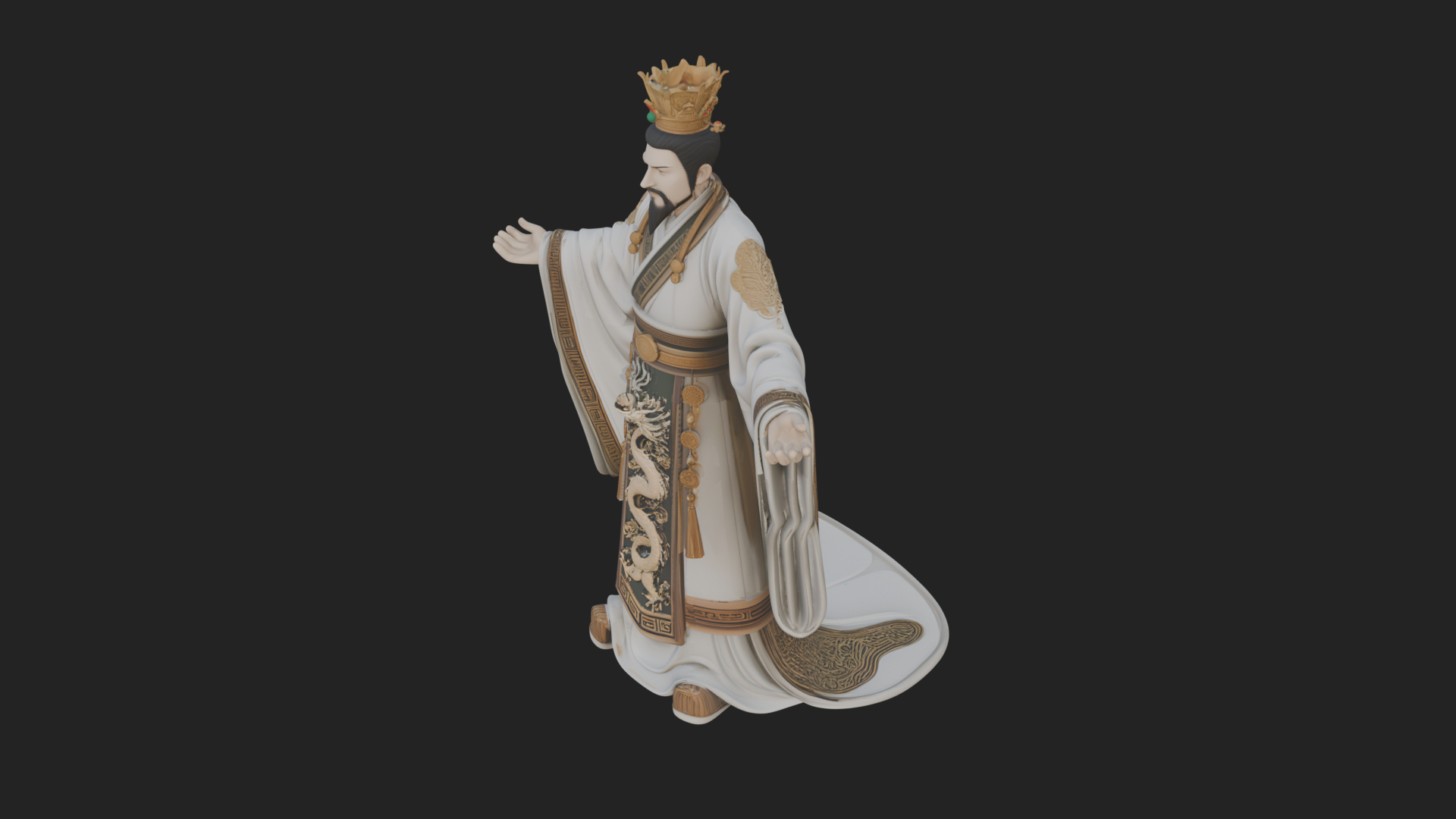 Chinese Emperor Statue Design 6 3D Print Model 3D Model