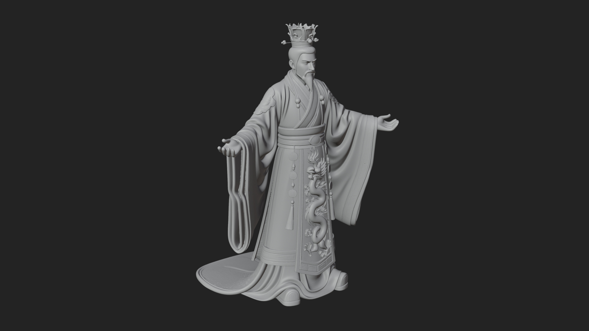 Chinese Emperor Statue Design 6 3D Print Model 3D Model