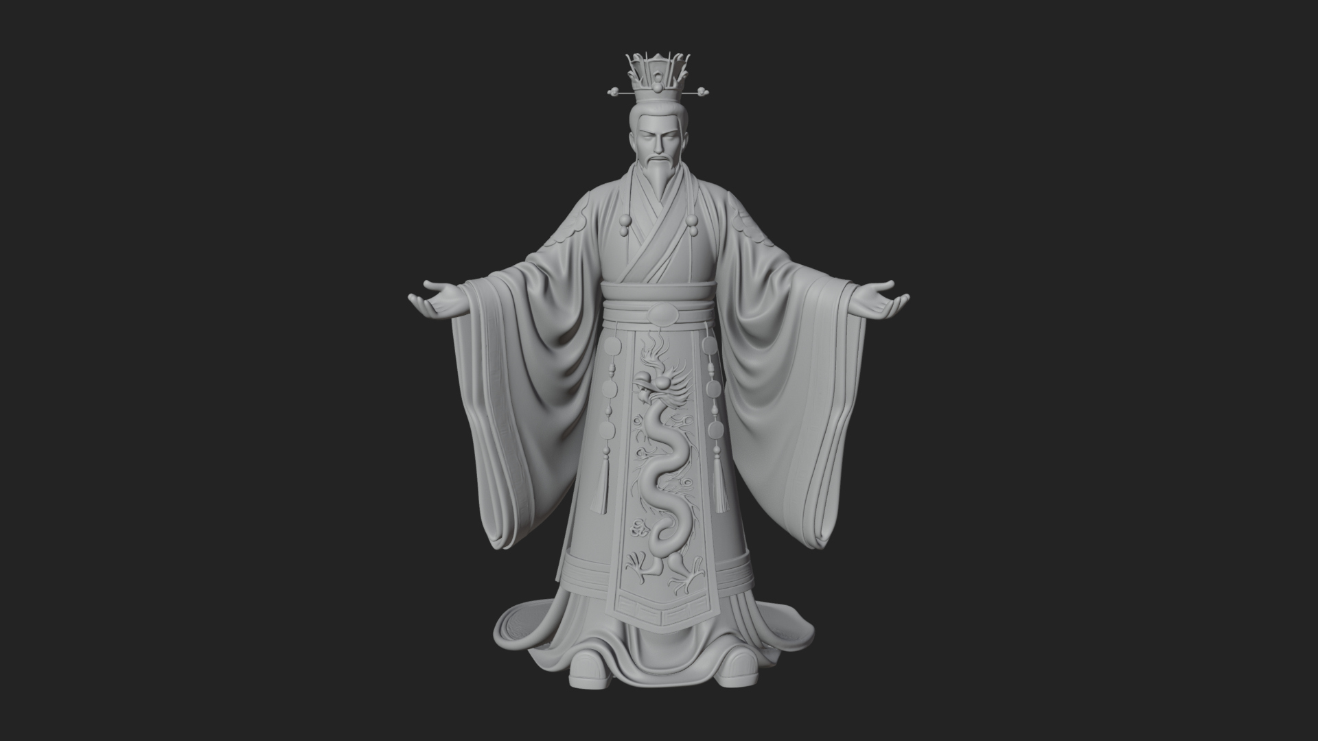 Chinese Emperor Statue Design 6 3D Print Model 3D Model