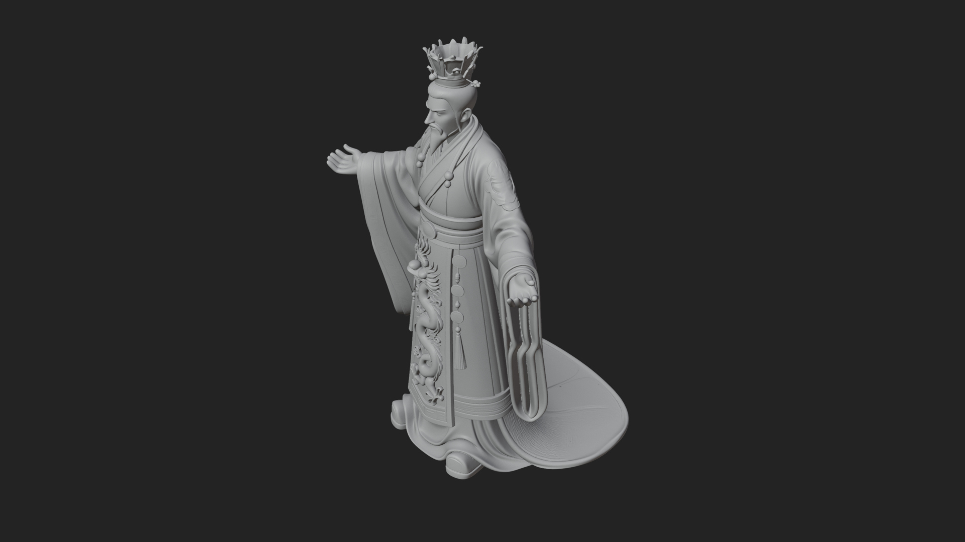 Chinese Emperor Statue Design 6 3D Print Model 3D Model
