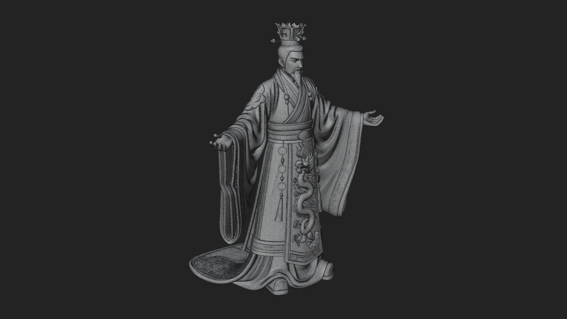 Chinese Emperor Statue Design 6 3D Print Model 3D Model