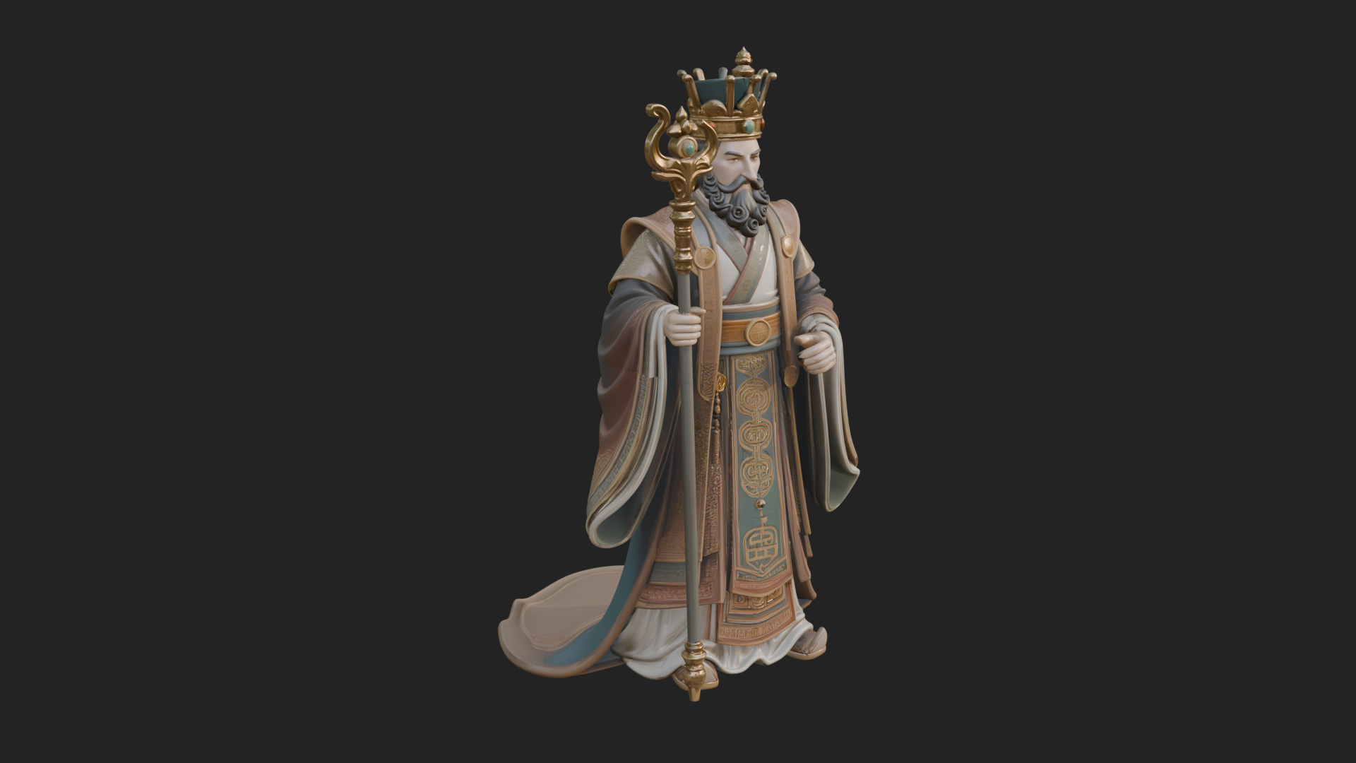 Chinese Emperor Statue Design 7 3D Print Model 3D Model