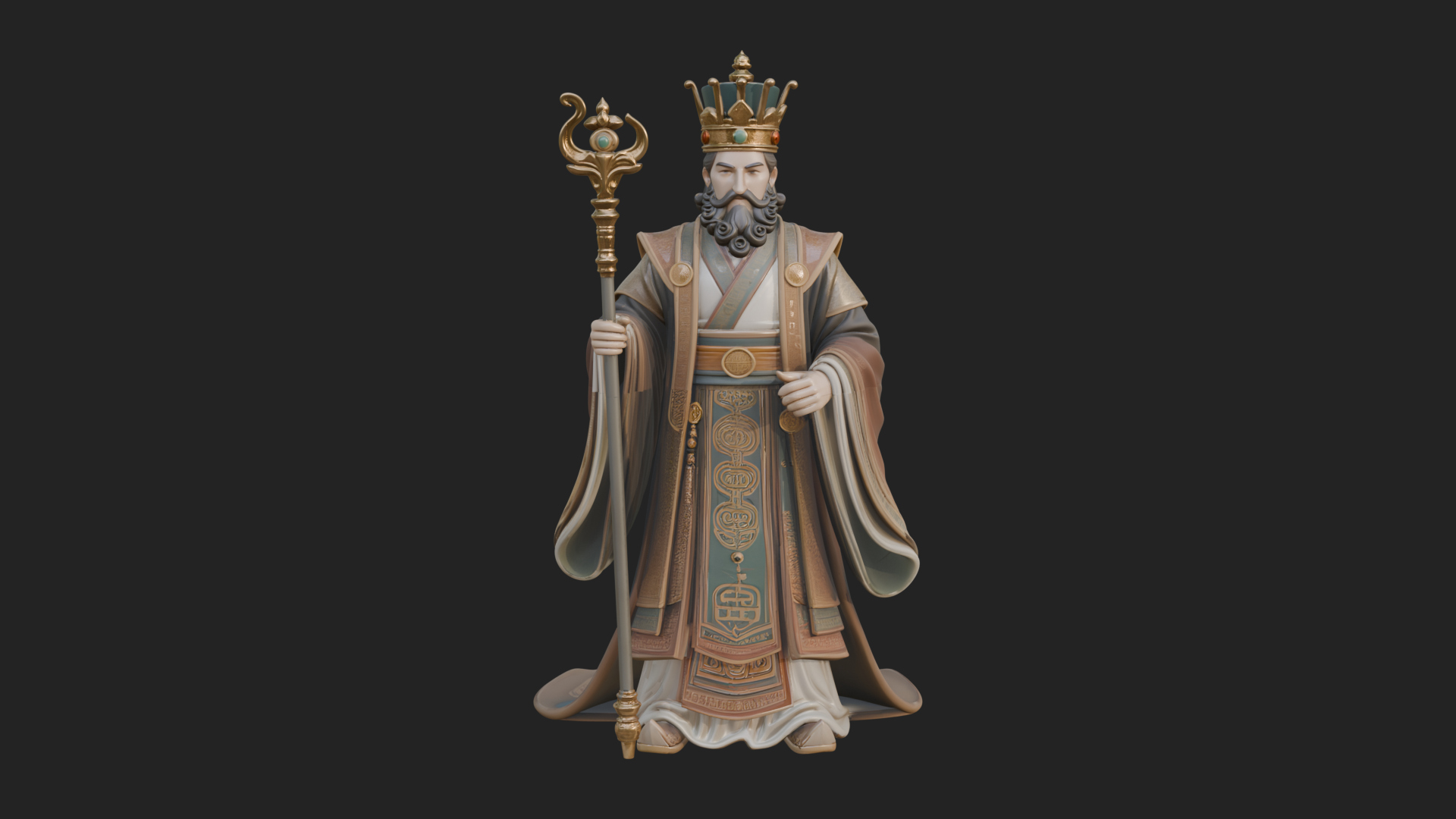 Chinese Emperor Statue Design 7 3D Print Model 3D Model