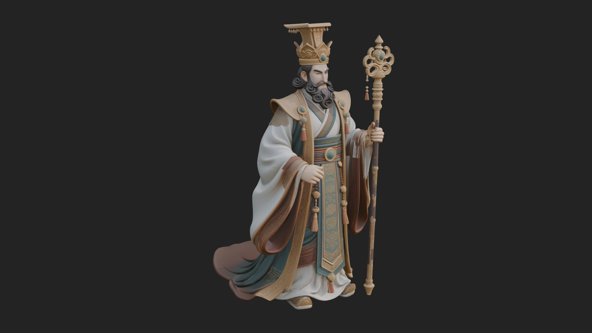 Chinese Emperor Statue Design 8 3D Print Model 3D Model