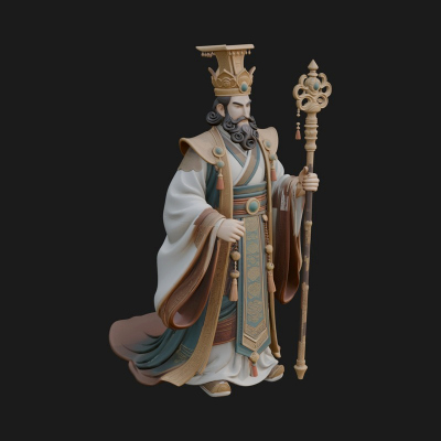 Chinese Emperor Statue Design 8 3D Print Model