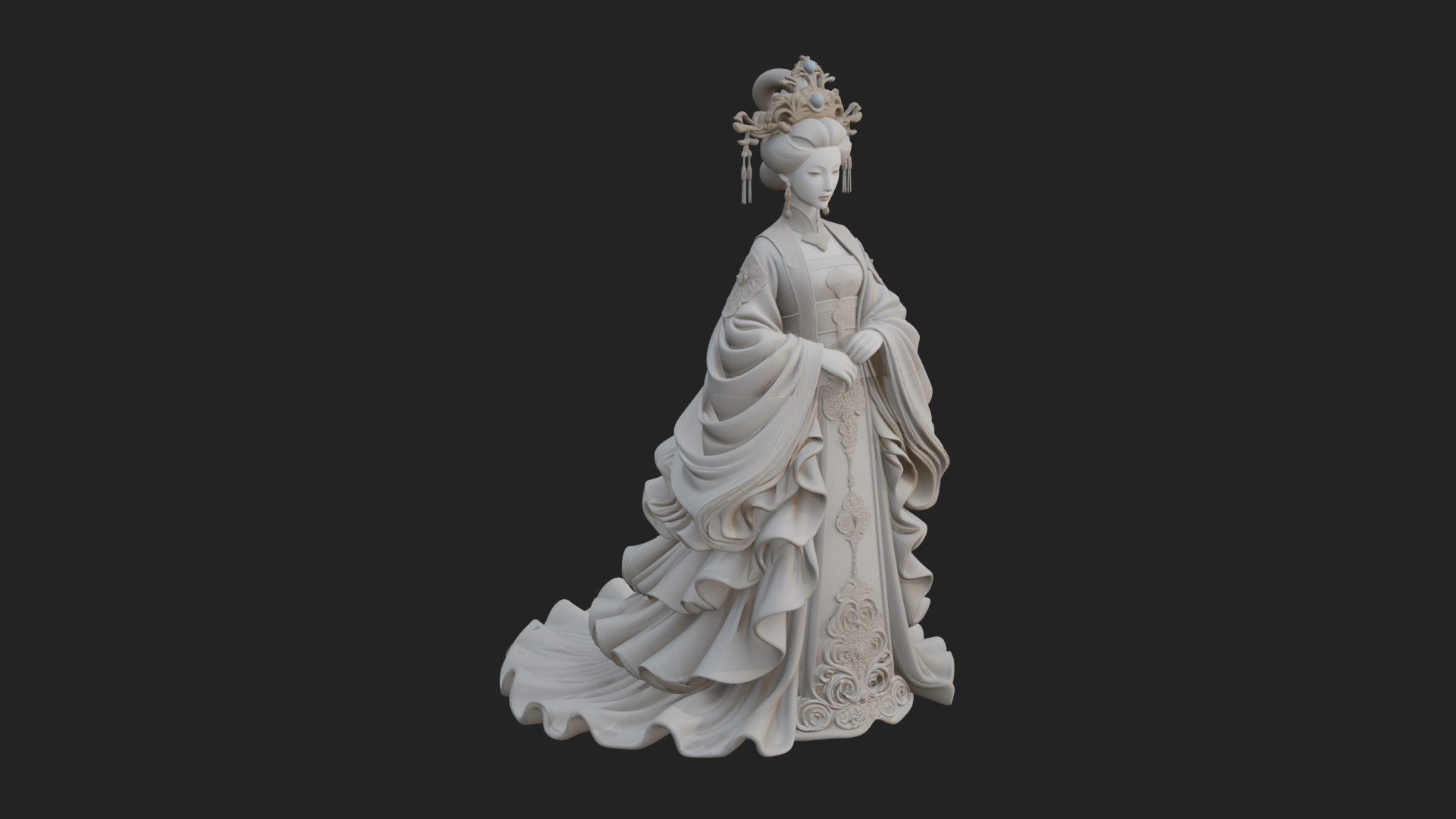 Chinese Empress Statue Design 12 3D Print Model 3D Model
