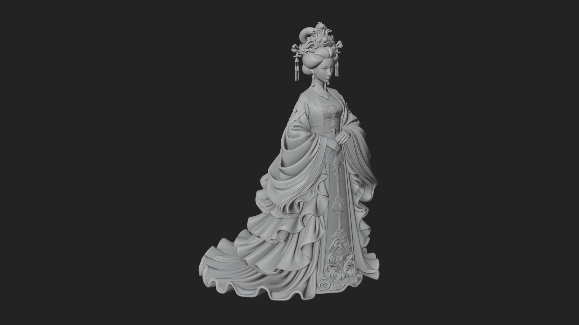 Chinese Empress Statue Design 12 3D Print Model 3D Model