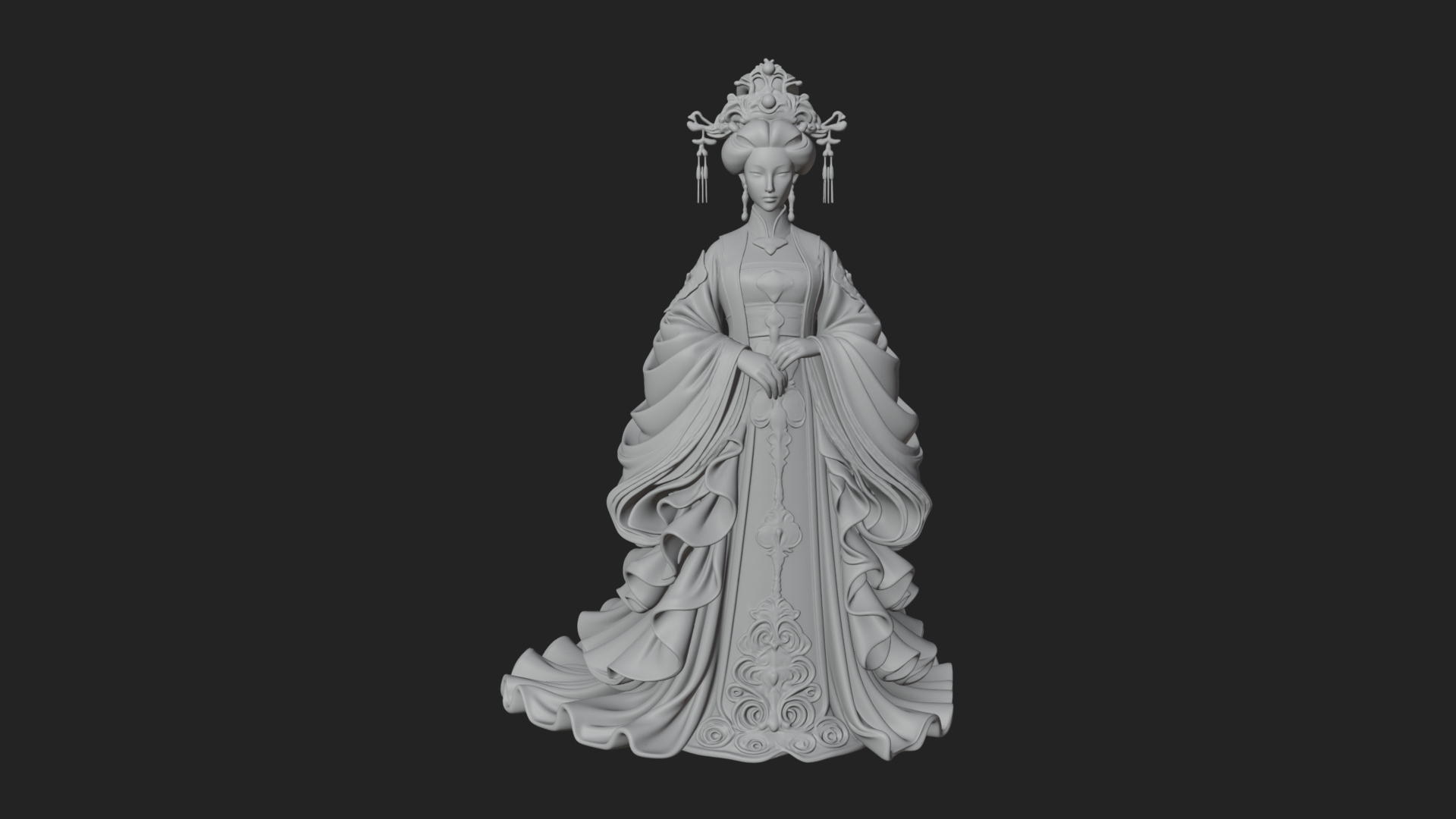 Chinese Empress Statue Design 12 3D Print Model 3D Model