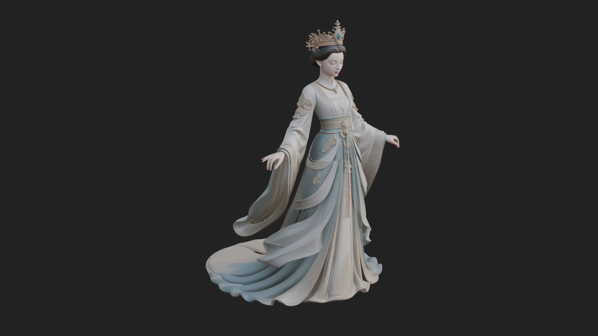 Chinese Empress Statue Design 16 3D Print Model 3D Model
