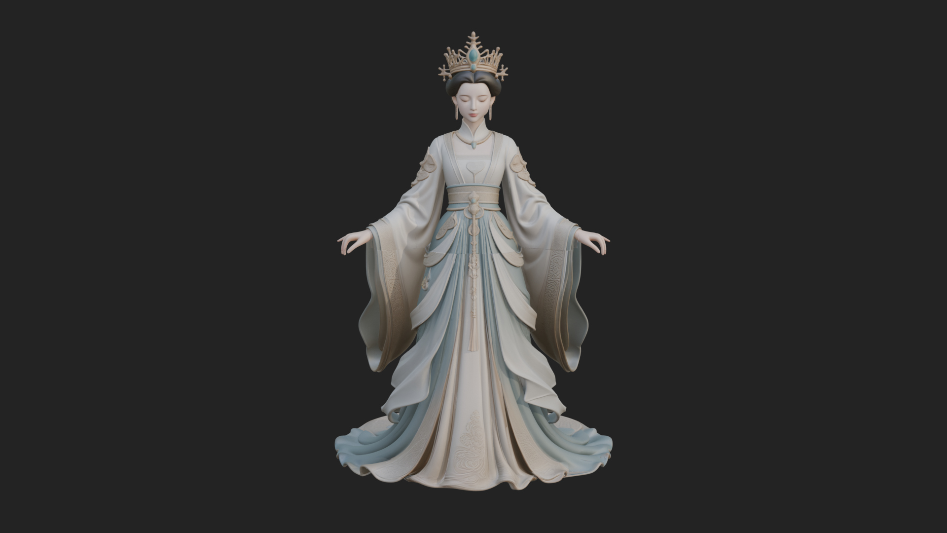 Chinese Empress Statue Design 16 3D Print Model 3D Model