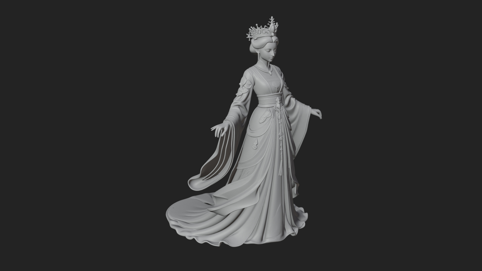Chinese Empress Statue Design 16 3D Print Model 3D Model