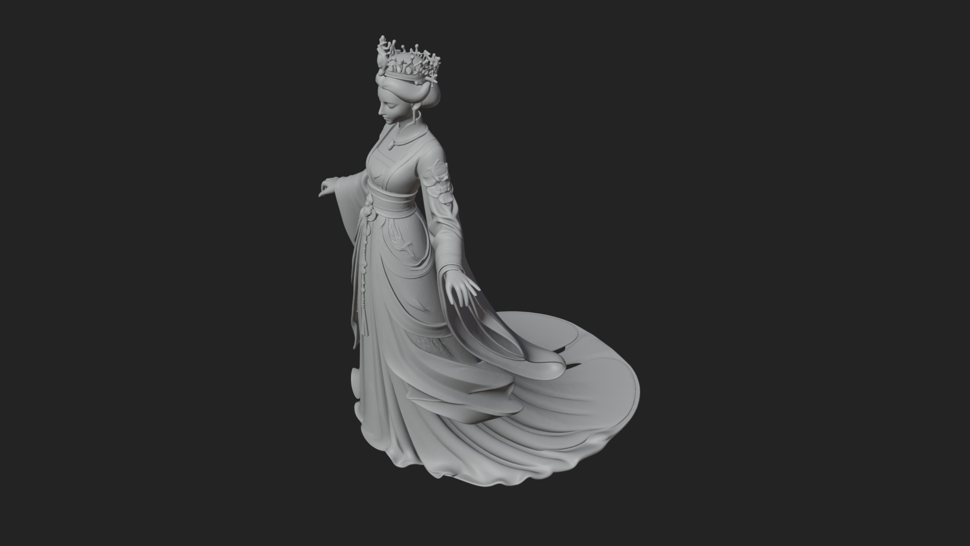 Chinese Empress Statue Design 16 3D Print Model 3D Model