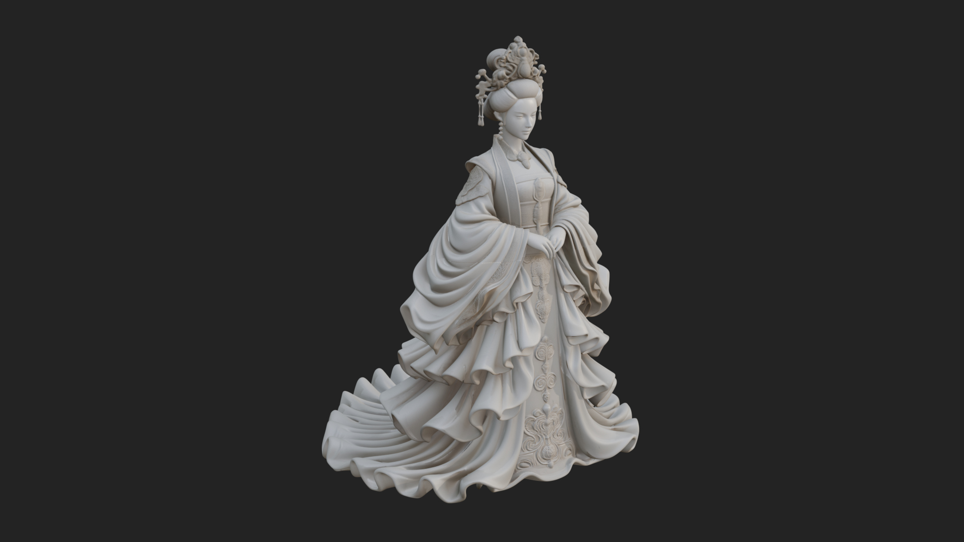 Chinese Empress Statue Design 19 3D Print Model 3D Model