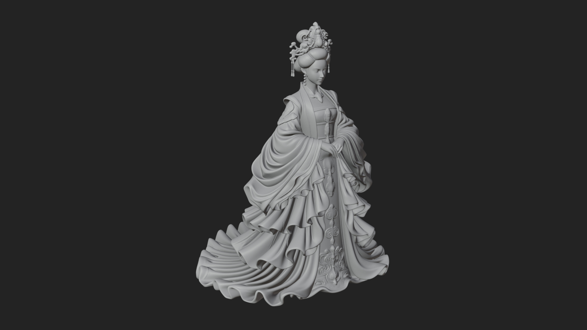Chinese Empress Statue Design 19 3D Print Model 3D Model