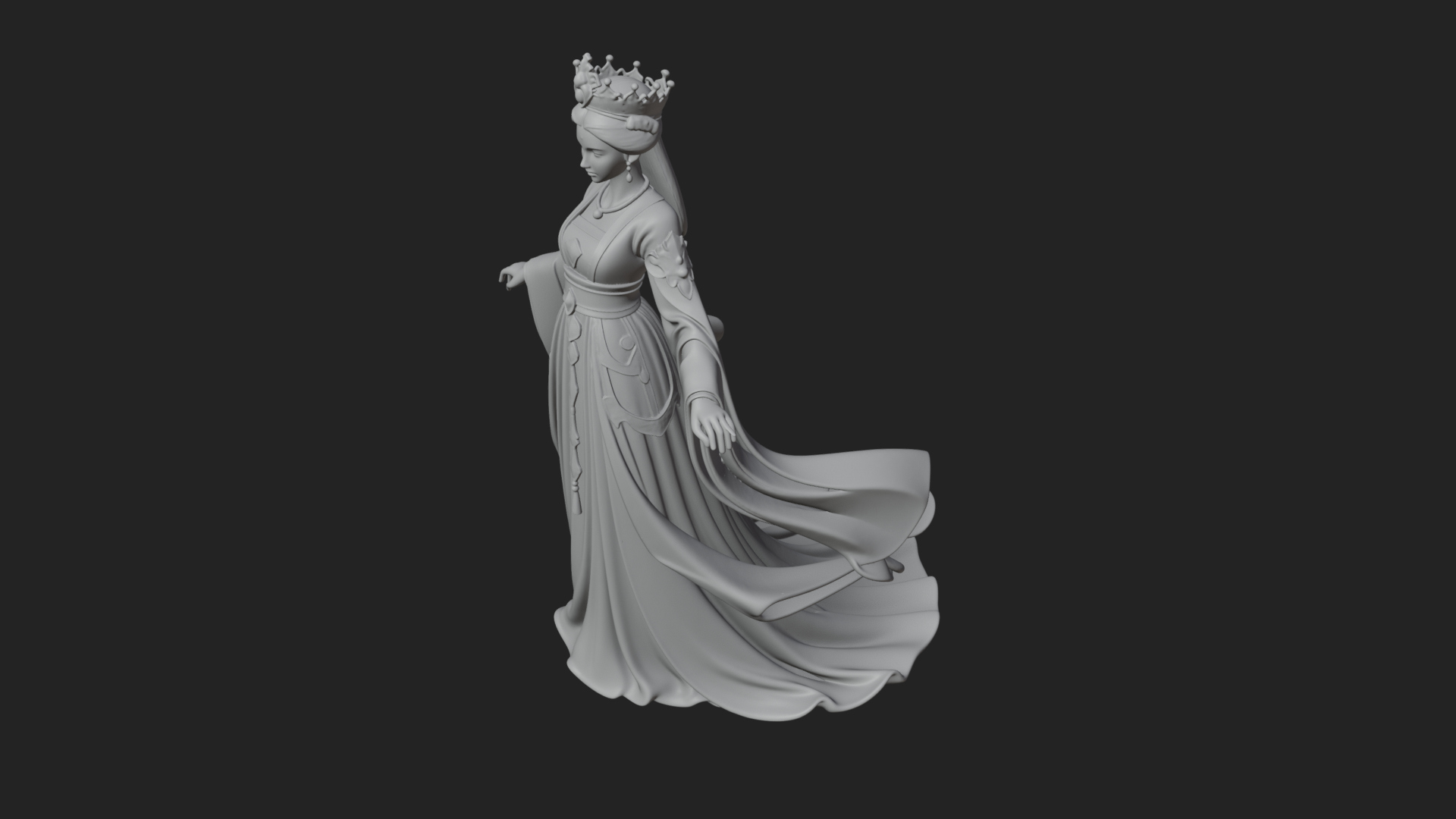 Chinese Empress Statue Design 20 3D Print Model 3D Model