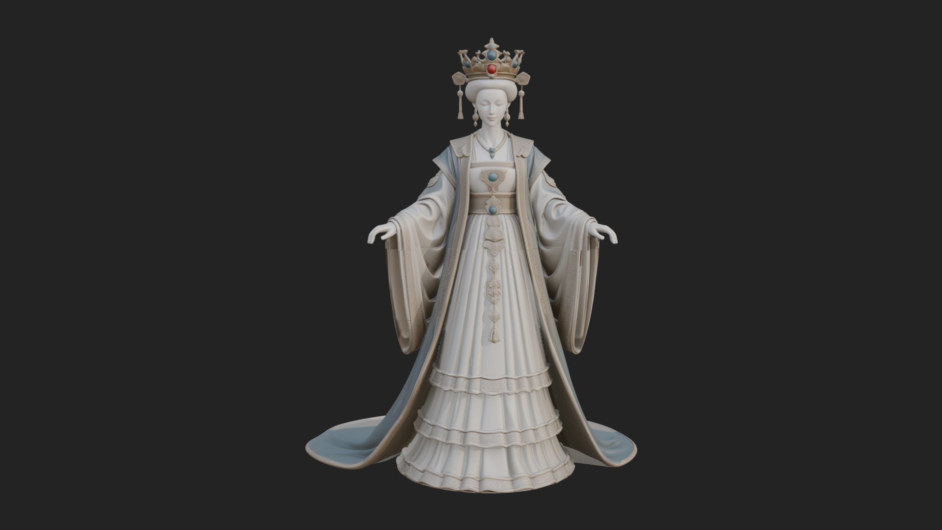 Chinese Empress Statue Design 21 3D Print Model 3D Model