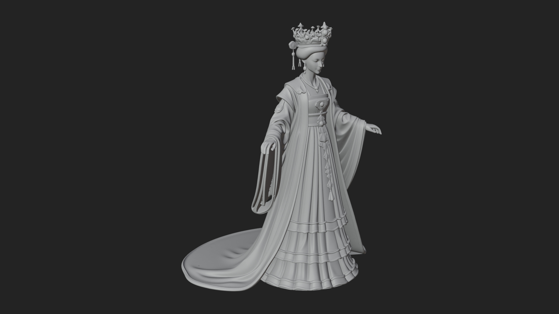 Chinese Empress Statue Design 21 3D Print Model 3D Model