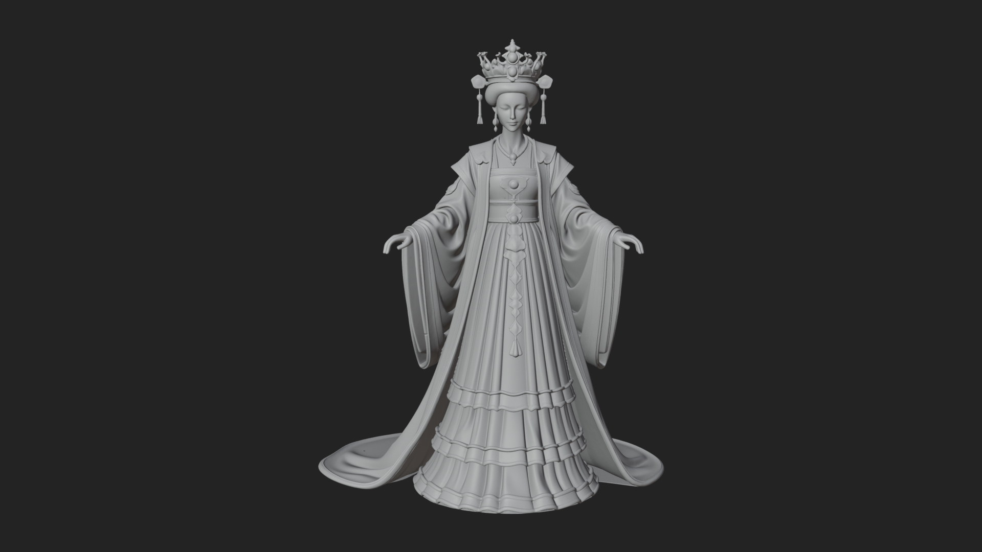 Chinese Empress Statue Design 21 3D Print Model 3D Model