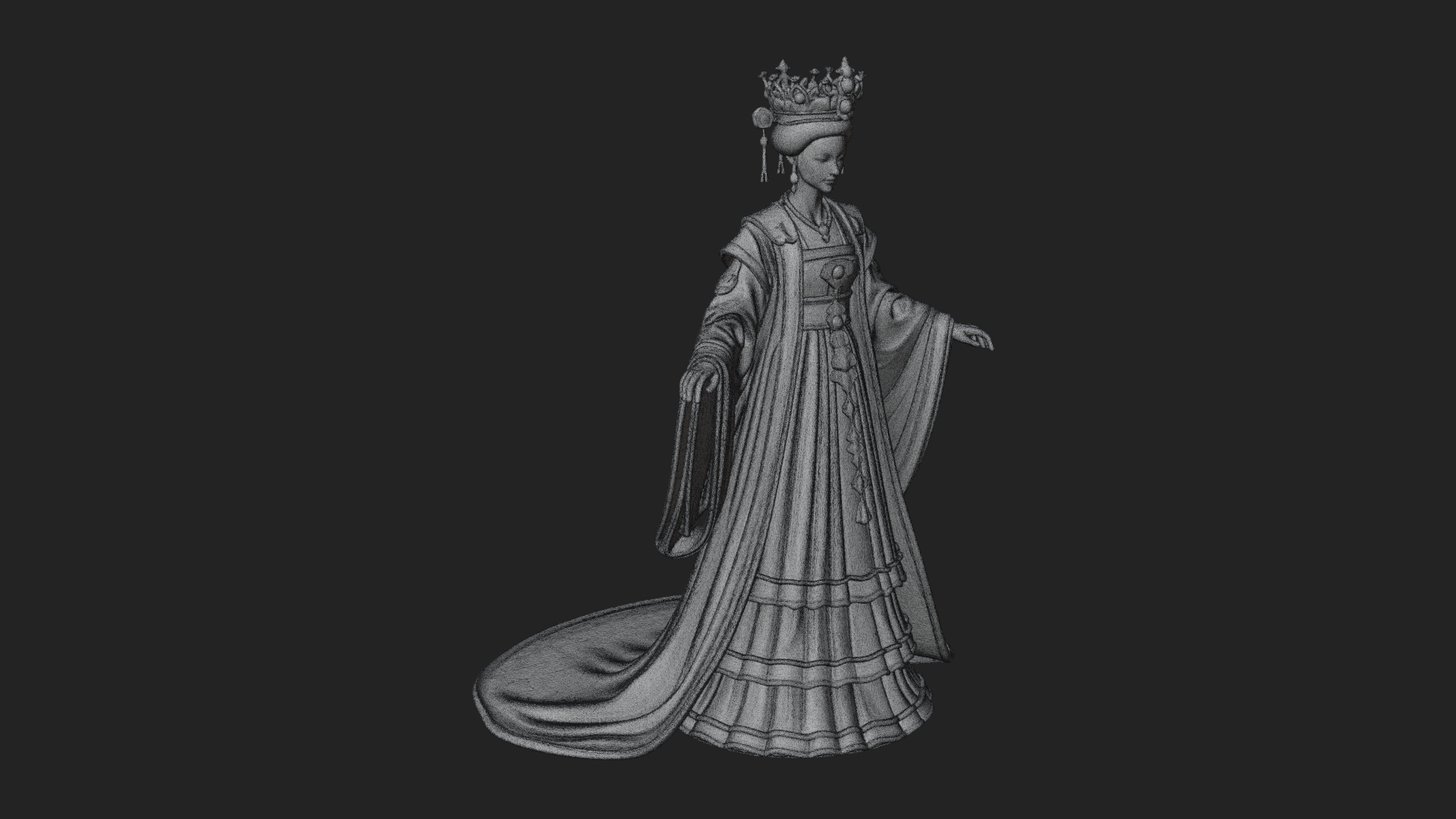 Chinese Empress Statue Design 21 3D Print Model 3D Model