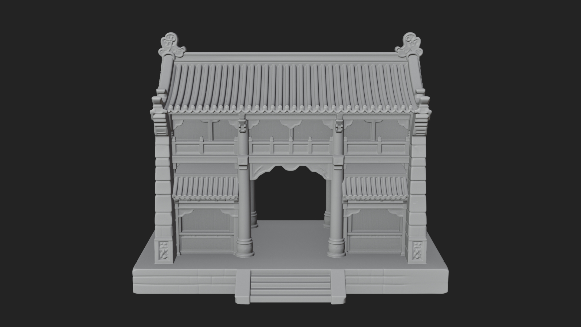 Chinese Gate House Model Design 1 3D Print Model 3D Model