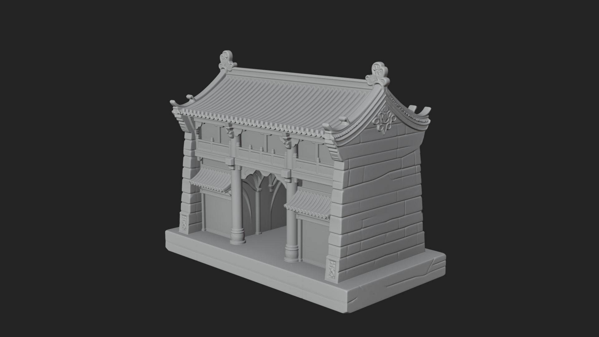 Chinese Gate House Model Design 1 3D Print Model 3D Model