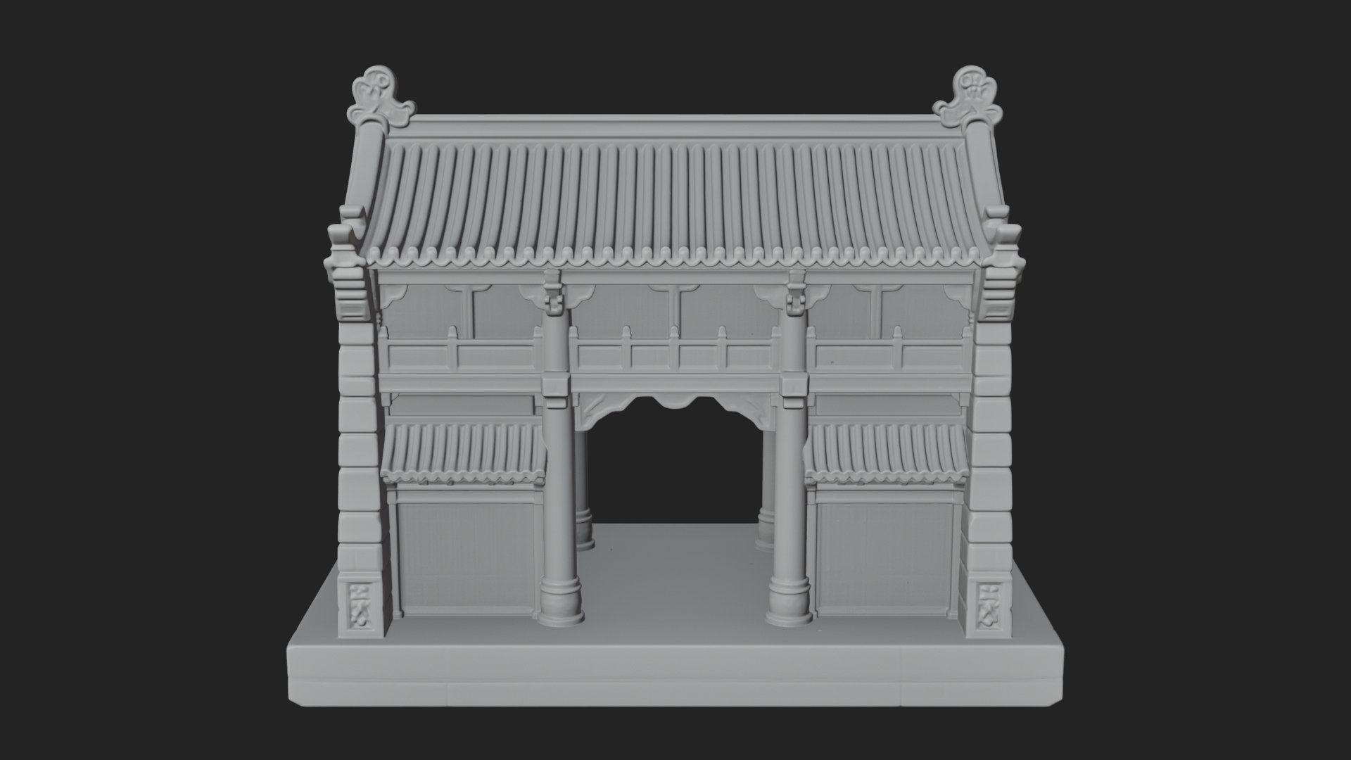 Chinese Gate House Model Design 1 3D Print Model 3D Model