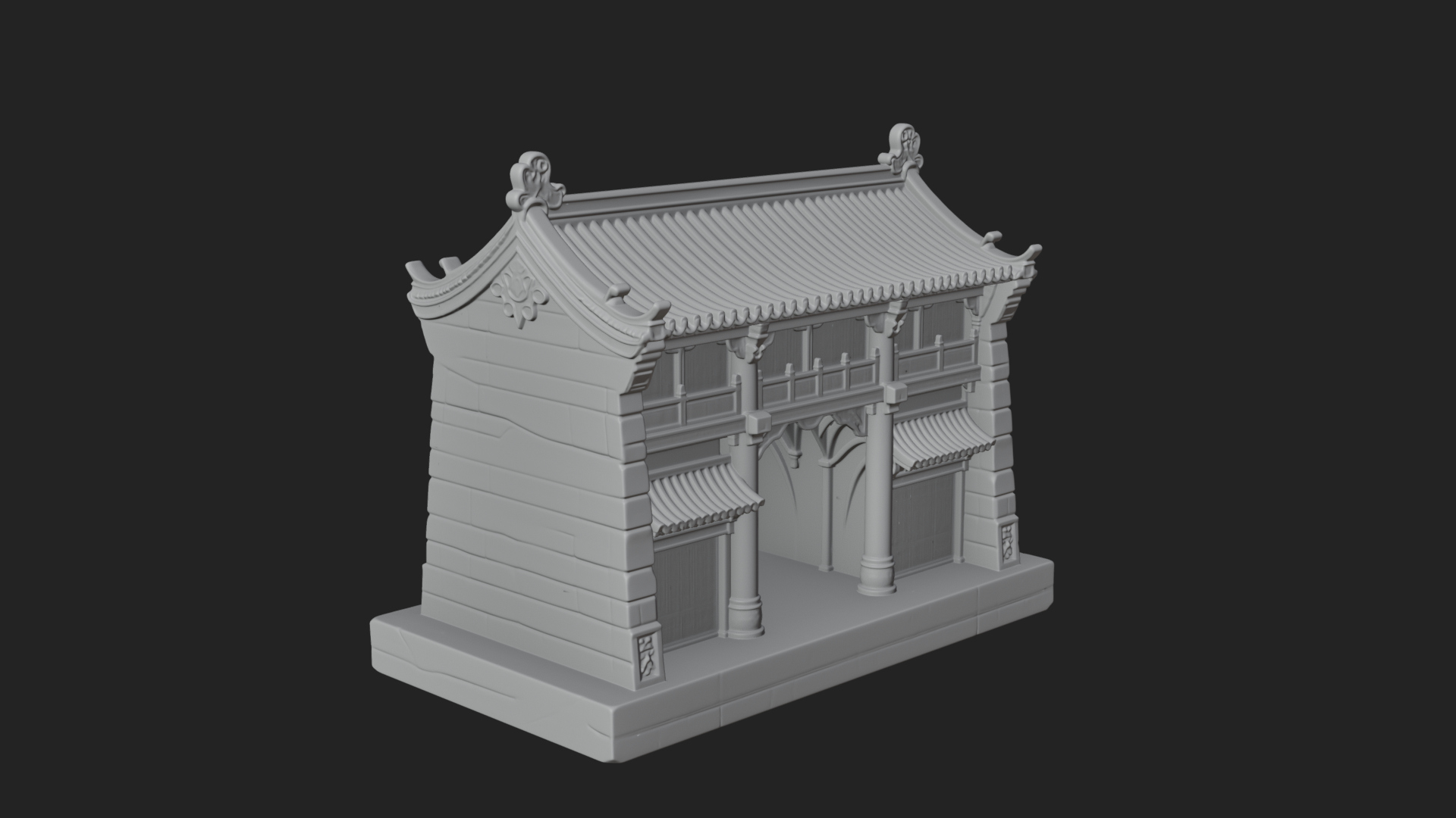 Chinese Gate House Model Design 1 3D Print Model 3D Model