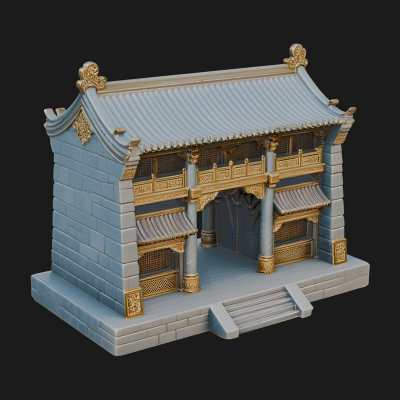Chinese Gate House Model Design 1 3D Print Model