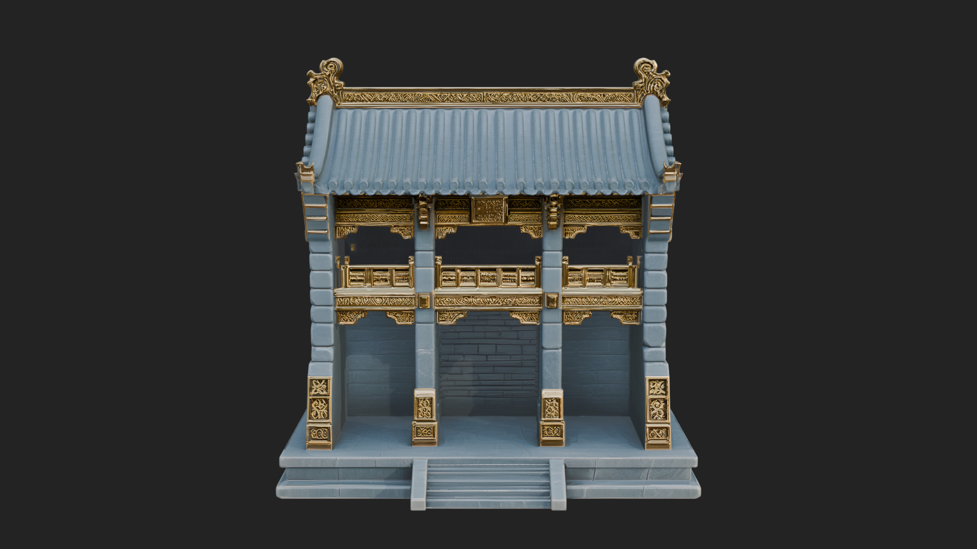 Chinese Gate House Model Design 2 3D Print Model 3D Model