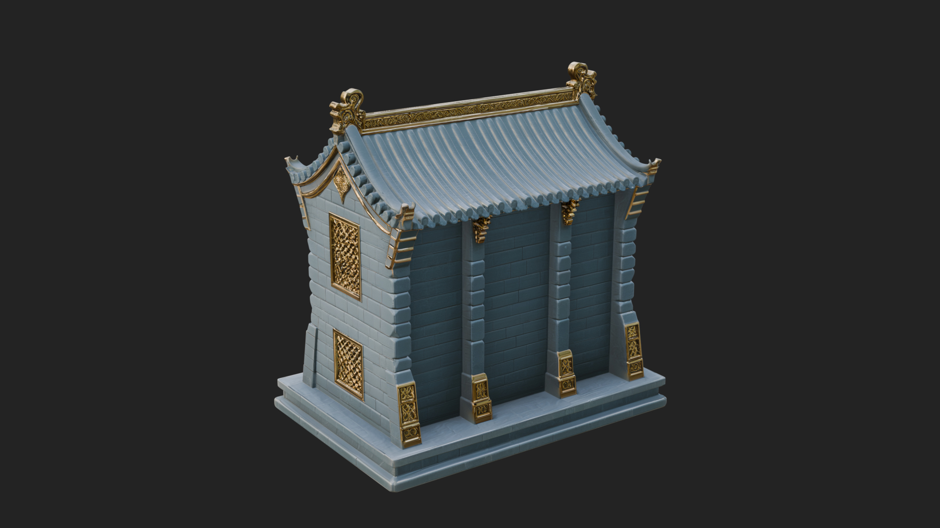 Chinese Gate House Model Design 2 3D Print Model 3D Model