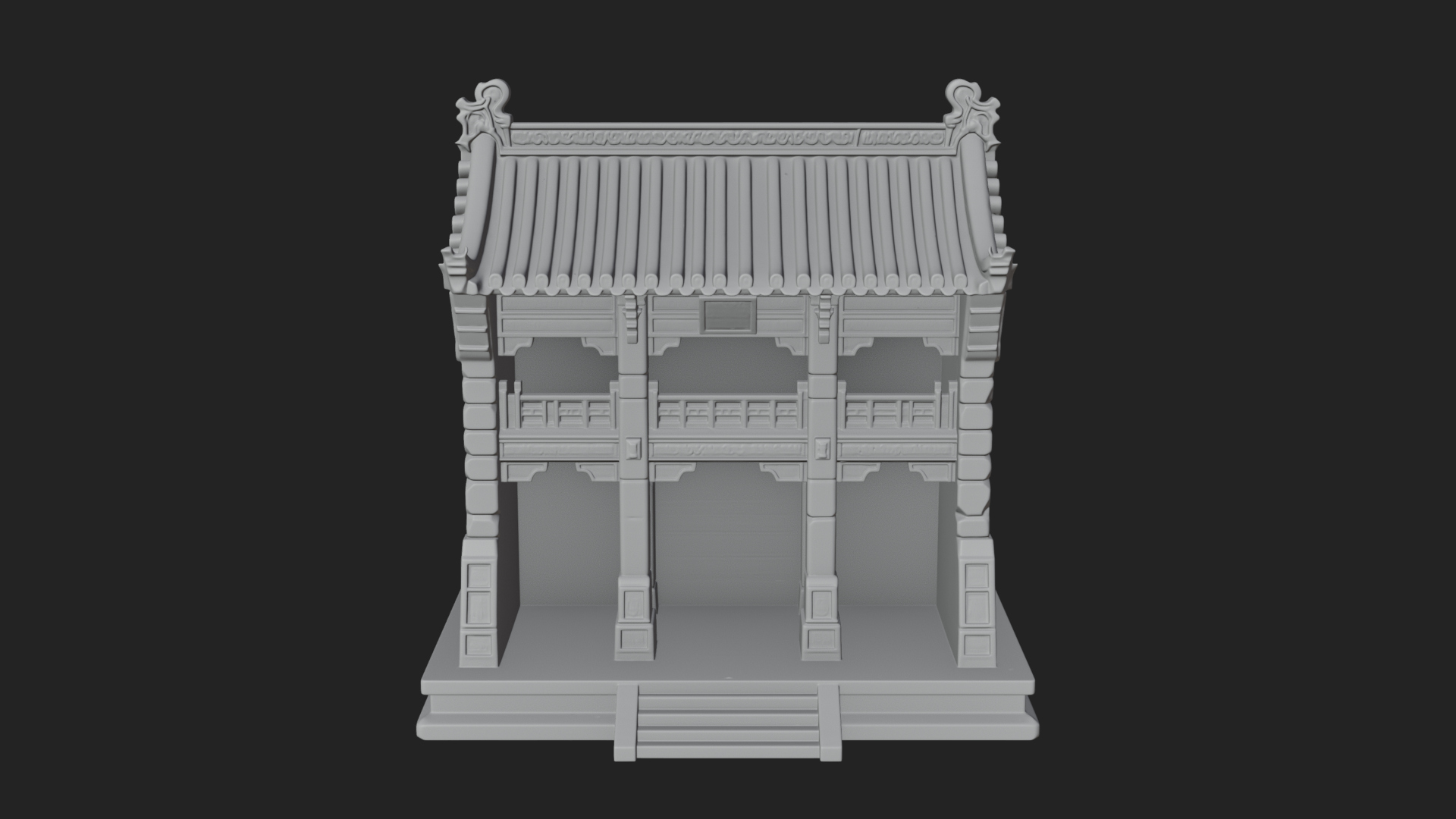 Chinese Gate House Model Design 2 3D Print Model 3D Model