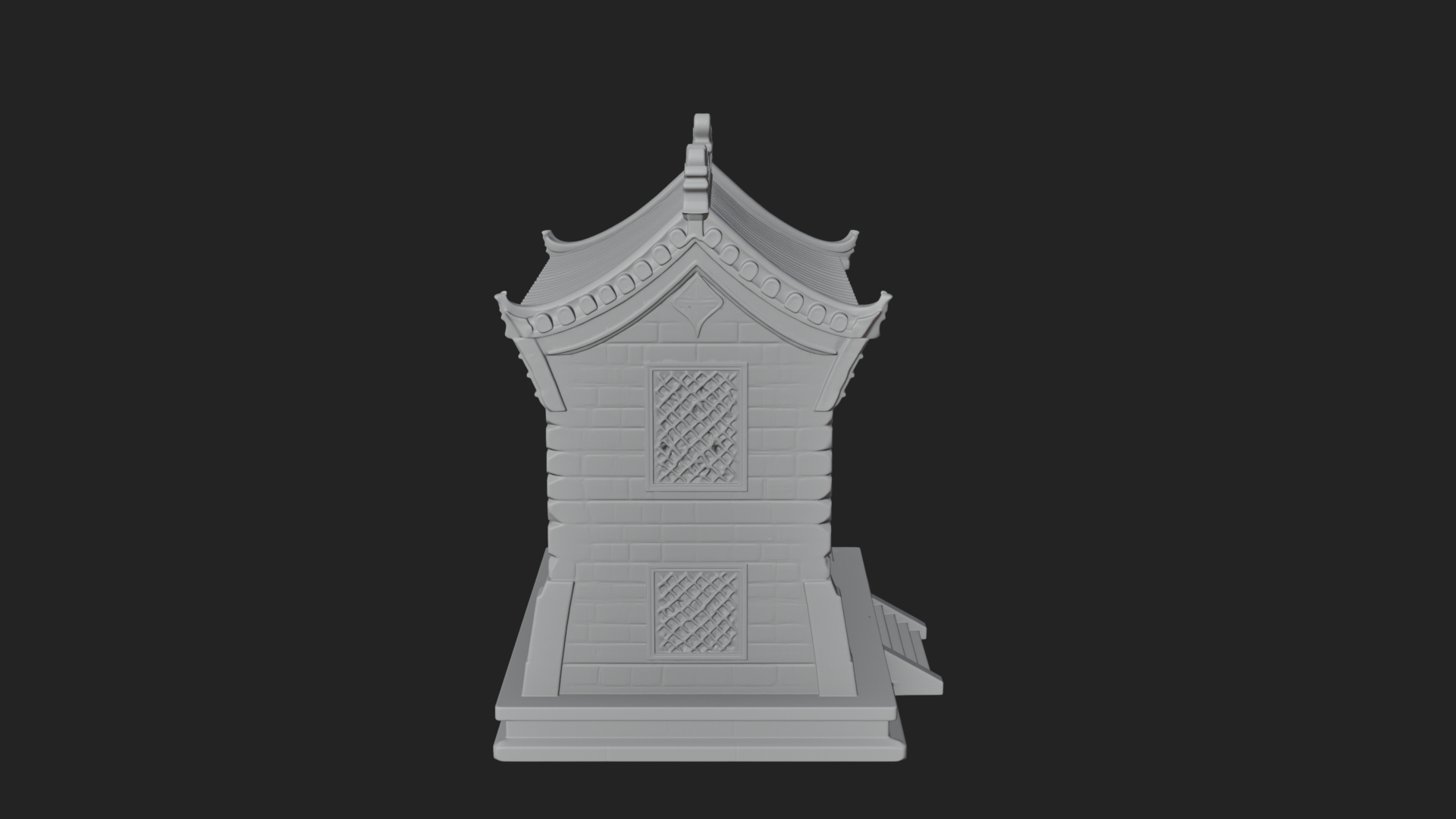Chinese Gate House Model Design 2 3D Print Model 3D Model