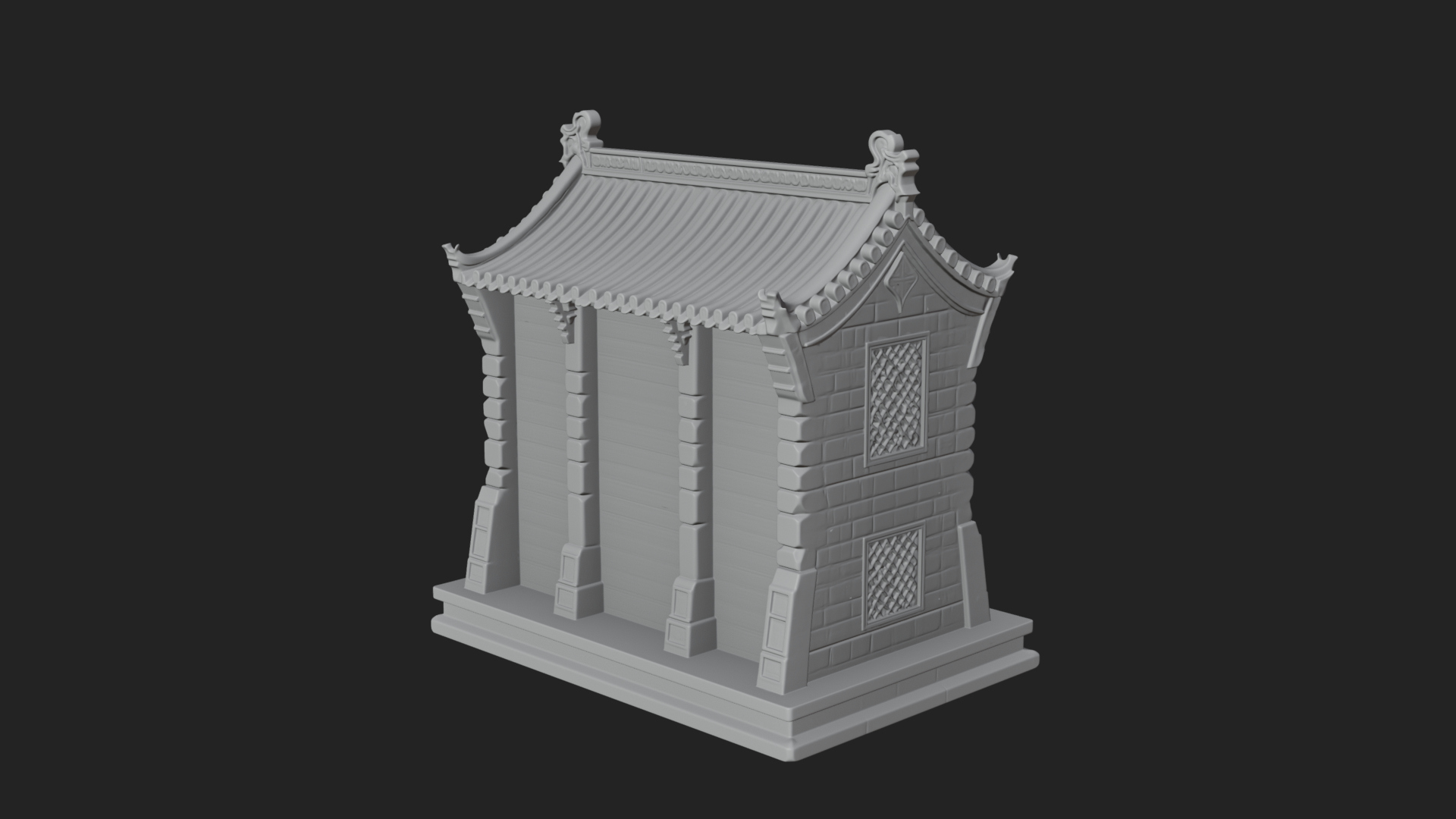 Chinese Gate House Model Design 2 3D Print Model 3D Model